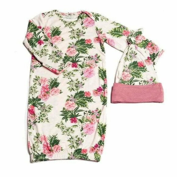 EVERLY GREY 2 Pc Matching Set in Beige Floral Size 0-3 Months - Picture 1 of 5